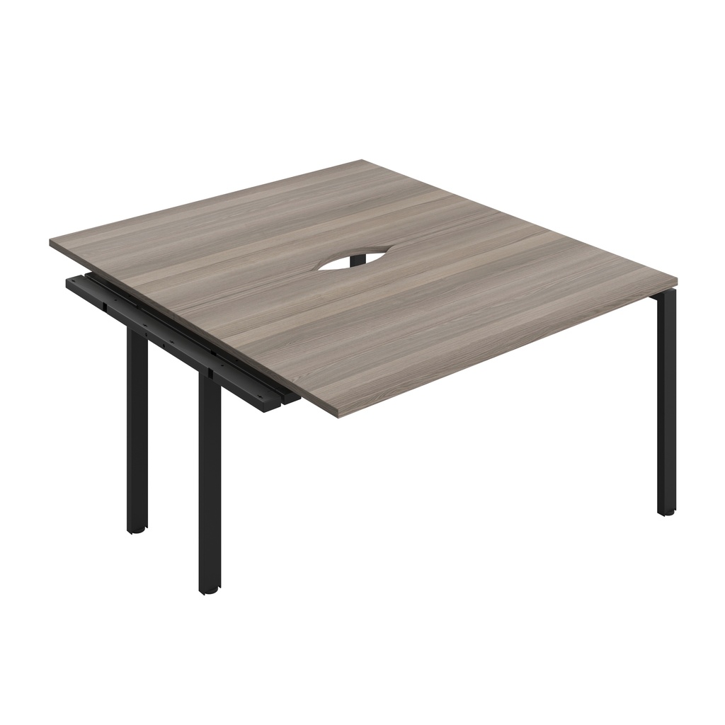 CB Bench Extension with Cut Out: 2 Person (FSC) | 1400 x 800 | Grey Oak/Black | 