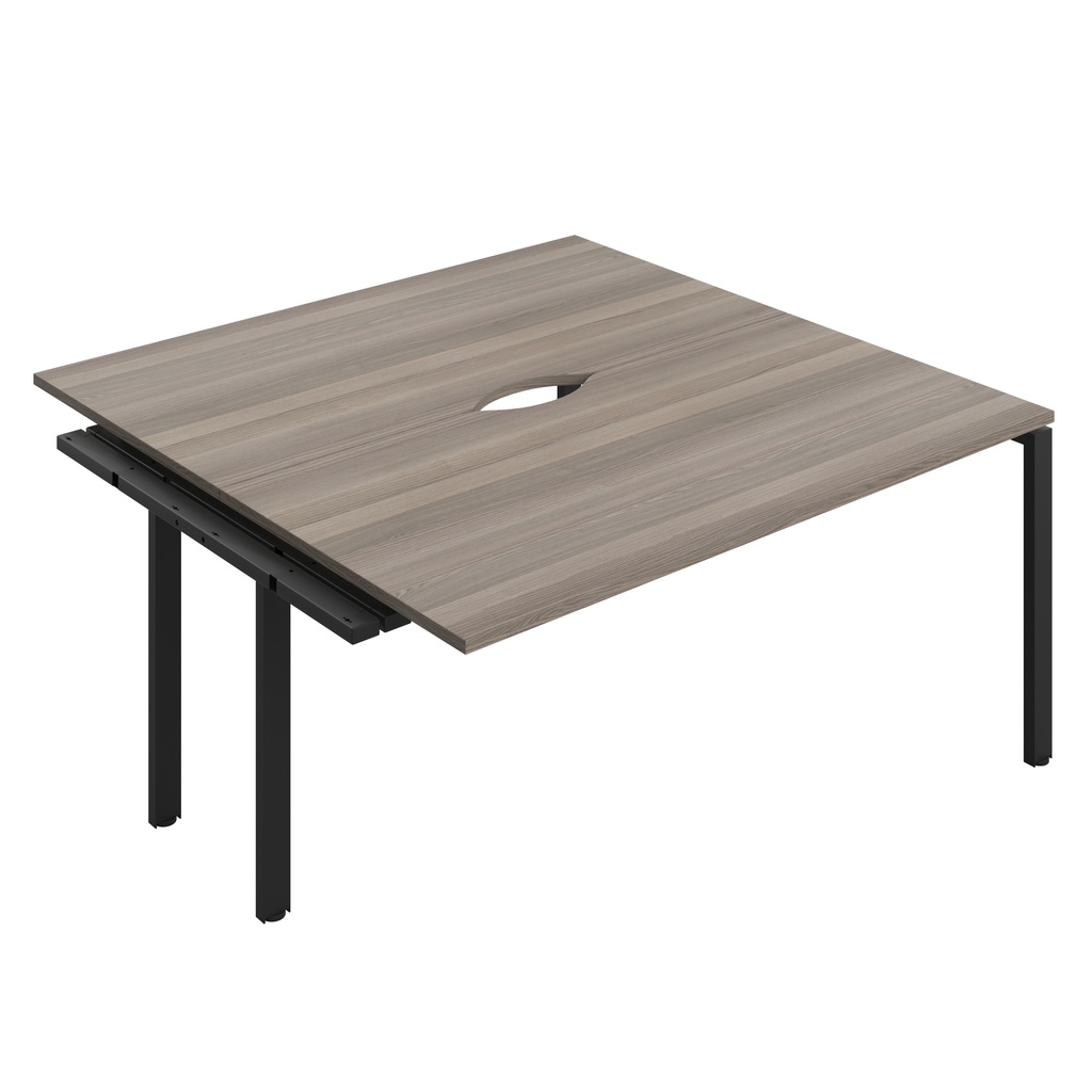 CB Bench Extension with Cut Out: 2 Person (FSC) | 1600 x 800 | Grey Oak/Black | 