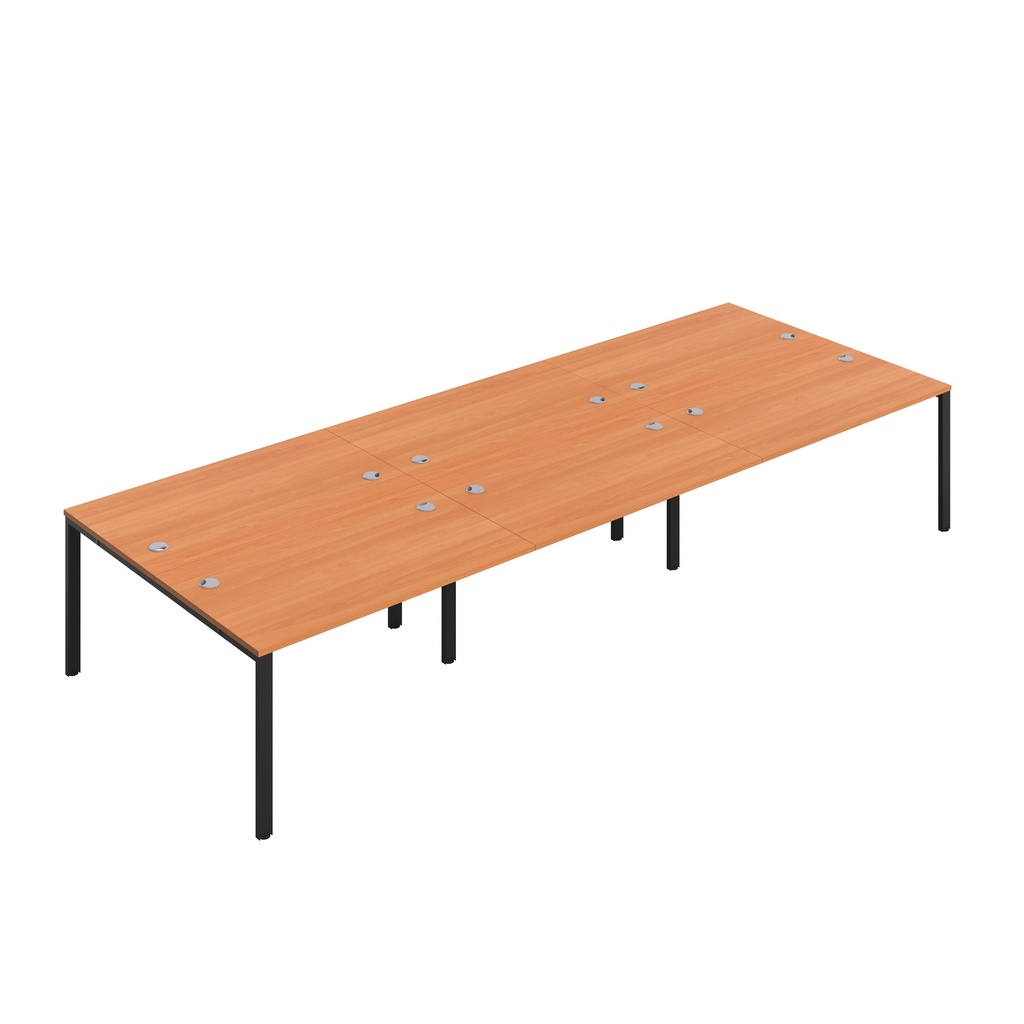 CB Bench with Cable Ports: 6 Person (FSC) | 1400 x 800 | Beech/Black | 