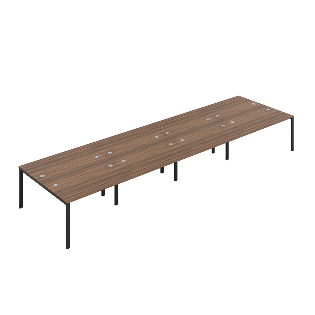 CB Bench with Cable Ports: 8 Person (FSC) | 1400 x 800 | Dark Walnut/Black | 