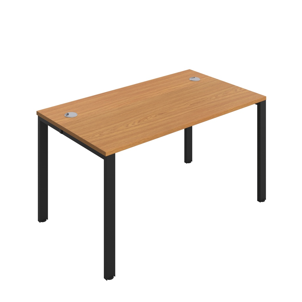 CB Bench with Cable Ports: 1 Person (FSC) | 1400 x 800 | Nova Oak/Black | 