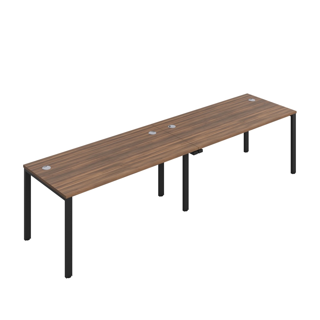 CB Single Bench with Cable Ports: 2 Person (FSC) | 1600 x 800 | Dark Walnut/Black | 