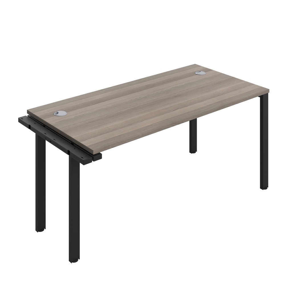 CB Bench Extension with Cable Ports: 1 Person (FSC) | 1600 x 800 | Grey Oak/Black | 