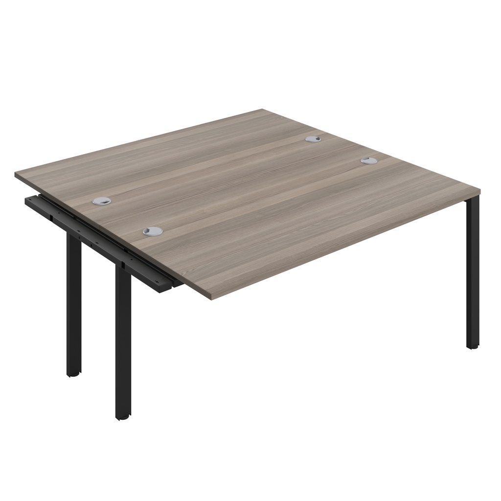 CB Bench Extension with Cable Ports: 2 Person (FSC) | 1600 x 800 | Grey Oak/Black | 