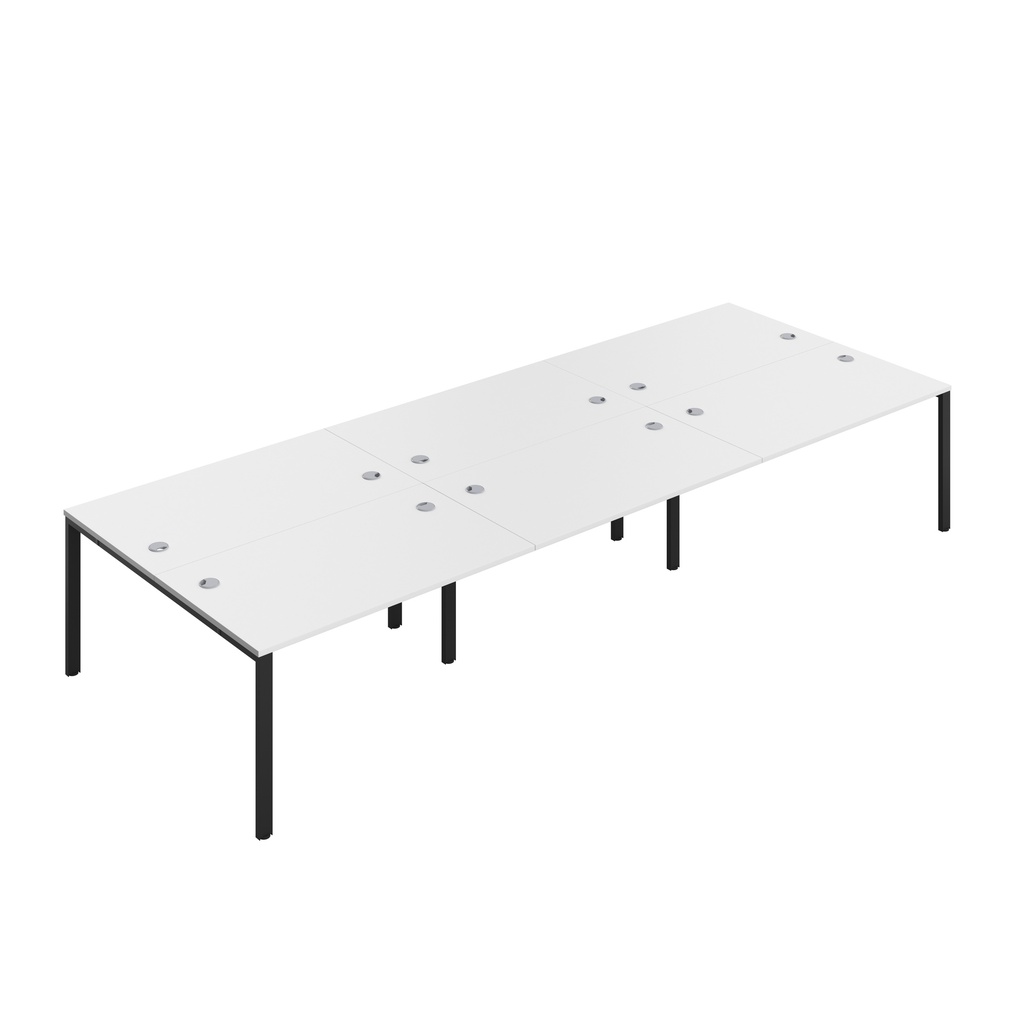 CB Bench with Cable Ports: 6 Person (FSC) | 1400 x 800 | White/Black | 