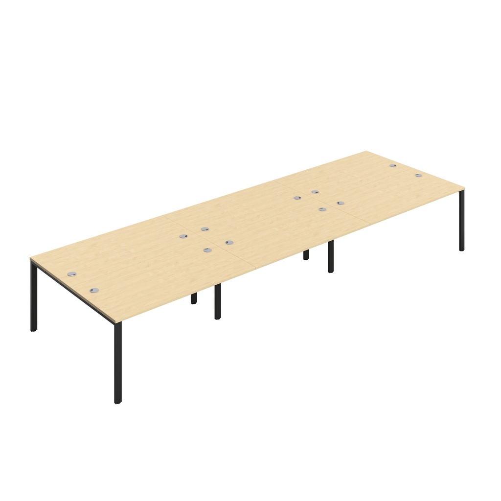 CB Bench with Cable Port: 6 Person (FSC) | 1600 x 800 | Maple/Black | 