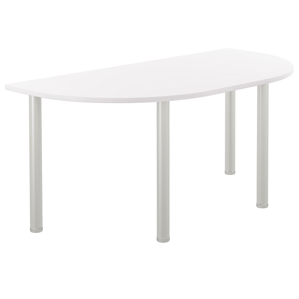 One Fraction Plus Rectangular Meeting Table with D-End (FSC) | 1600X800 | White/Silver | 