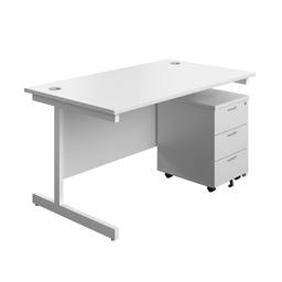 Single Upright Rectangular Desk & Pedestal Bundle (FSC)