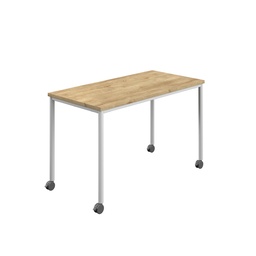 [T-MOBILE-1260WHNNO] Titan Mobile Rectangular Table (FSC) | 1200 X 600 | White/Natural Nebraska Oak