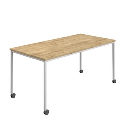 [T-MOBILE-1480WHNNO] Titan Mobile Rectangular Table (FSC) | 1400 X 800 | White/Natural Nebraska Oak