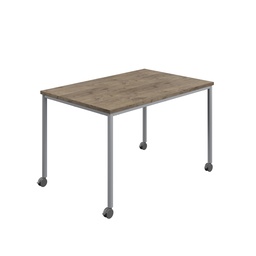 [T-MOBILE-1460SVGNO] Titan Mobile Rectangular Table (FSC) | 1400 X 600 | Silver/Grey Nebraska Oak