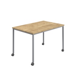 [T-MOBILE-1460SVNNO] Titan Mobile Rectangular Table (FSC) | 1400 X 600 | Silver/Natural Nebraska Oak