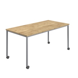 [T-MOBILE-1480SVNNO] Titan Mobile Rectangular Table (FSC) | 1400 X 800 | Silver/Natural Nebraska Oak