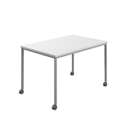 [T-MOBILE-1460SVWHT] Titan Mobile Rectangular Table (FSC) | 1400 X 600 | Silver/White