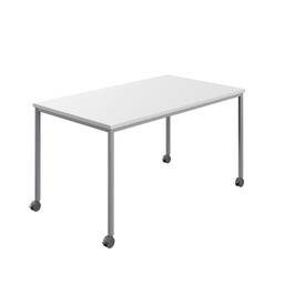 [T-MOBILE-1660SVWHT] Titan Mobile Rectangular Table (FSC) | 1600 X 600 | Silver/White