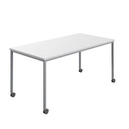 [T-MOBILE-1480SVWHT] Titan Mobile Rectangular Table (FSC) | 1400 X 800 | Silver/White