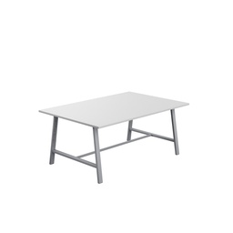 [T-LOW-M-1810SVWHT] Titan Low Maker Rectangular Table (FSC) | 1800 X 1000 | Silver/White