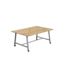 [T-LOW-MM-1810SVNNO] Titan Mobile Low Maker Rectangular Table (FSC) | 1800 X 1000 | Silver/Natural Nebraska Oak