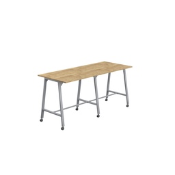 [T-HIGH-MM-1210SVNNO] Titan Mobile High Maker Rectangular Table (FSC) | 1200 X 1000 | Silver/Natural Nebraska Oak