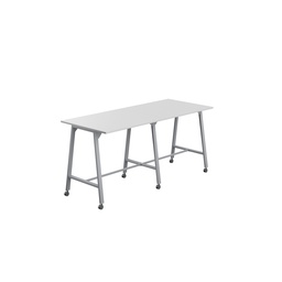 [T-HIGH-MM-1210SVWHT] Titan Mobile High Maker Rectangular Table (FSC) | 1200 X 1000 | Silver/White