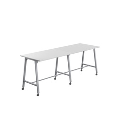 [T-HIGH-MM-1510SVWHT] Titan Mobile High Maker Rectangular Table (FSC) | 1500 X 1000 | Silver/White