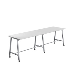 [T-HIGH-MM-1810SVWHT] Titan Mobile High Maker Rectangular Table (FSC) | 1800 X 1000 | Silver/White