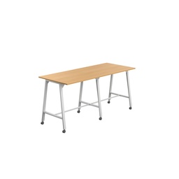 [T-HIGH-MM-1210WHTB] Titan Mobile High Maker Rectangular Table (FSC) | 1200 X 1000 | White/Ellmau Beech