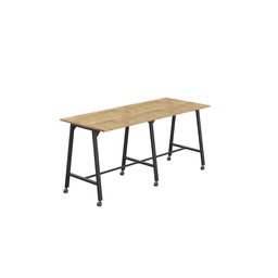 [T-HIGH-MM-1210BKNNO] Titan Mobile High Maker Rectangular Table (FSC) | 1200 X 1000 | Black/Natural Nebraska Oak