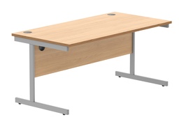 [CORE1680SUBCHSV] Office Rectangular Desk With Steel Single Upright Cantilever Frame (Fsc) | 1600X800 | Norwegian Beech/Silver