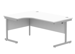 [CORE1612LHSUWHTSV] Office Left Hand Corner Desk With Steel Single Upright Cantilever Frame (Fsc) | 1600X1200 | Arctic White/Silver