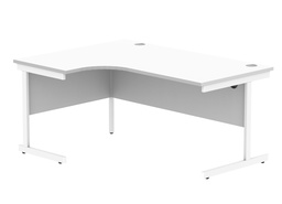 [CORE1612LHSUWHTWH] Office Left Hand Corner Desk With Steel Single Upright Cantilever Frame (Fsc) | 1600X1200 | Arctic White/White