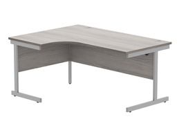 [CORE1612LHSUGOAKSV] Office Left Hand Corner Desk With Steel Single Upright Cantilever Frame (Fsc) | 1600X1200 | Alaskan Grey Oak/Silver