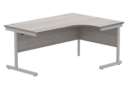 [CORE1612RHSUGOAKSV] Office Right Hand Corner Desk With Steel Single Upright Cantilever Frame (Fsc) | 1600X1200 | Alaskan Grey Oak/Silver