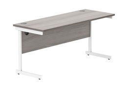 [CORE1660SUGOAKWH] Office Rectangular Desk With Steel Single Upright Cantilever Frame (Fsc) | 1600X600 | Alaskan Grey Oak/White