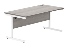 [CORE1680SUGOAKWH] Office Rectangular Desk With Steel Single Upright Cantilever Frame (Fsc) | 1600X800 | Alaskan Grey Oak/White