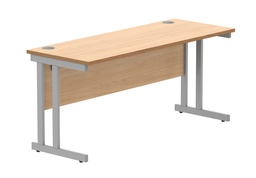 [CORE1660DUBCHSV] Office Rectangular Desk With Steel Double Upright Cantilever Frame (Fsc) | 1600X600 | Norwegian Beech/Silver