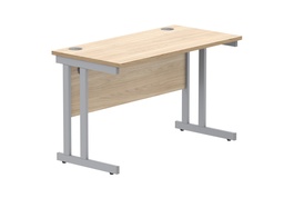 [CORE1260DUOKSV] Office Rectangular Desk With Steel Double Upright Cantilever Frame (Fsc) | 1200X600 | Canadian Oak/Silver