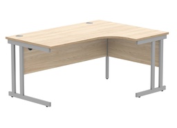 [CORE1612RHDUOKSV] Office Right Hand Corner Desk With Steel Double Upright Cantilever Frame (Fsc) | 1600X1200 | Canadian Oak/Silver