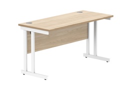 [CORE1460DUOKWH] Office Rectangular Desk With Steel Double Upright Cantilever Frame (Fsc) | 1400X600 | Canadian Oak/White