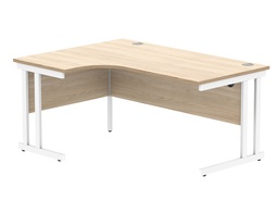 [CORE1612LHDUOKWH] Office Left Hand Corner Desk With Steel Double Upright Cantilever Frame (Fsc) | 1600X1200 | Canadian Oak/White