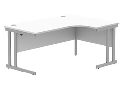 [CORE1612RHDUWHTSV] Office Right Hand Corner Desk With Steel Double Upright Cantilever Frame (Fsc) | 1600X1200 | Arctic White/Silver