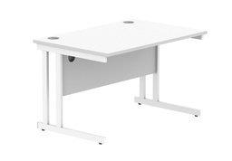 [CORE1280DUWHTWH] Office Rectangular Desk With Steel Double Upright Cantilever Frame (Fsc) | 1200X800 | Arctic White/White