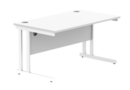 [CORE1480DUWHTWH] Office Rectangular Desk With Steel Double Upright Cantilever Frame (Fsc) | 1400X800 | Arctic White/White