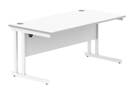 [CORE1680DUWHTWH] Office Rectangular Desk With Steel Double Upright Cantilever Frame (Fsc) | 1600X800 | Arctic White/White