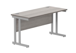 [CORE1460DUGOAKSV] Office Rectangular Desk With Steel Double Upright Cantilever Frame (Fsc) | 1400X600 | Alaskan Grey Oak/Silver