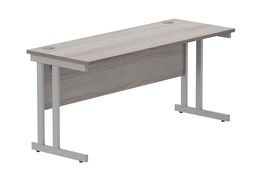 [CORE1660DUGOAKSV] Office Rectangular Desk With Steel Double Upright Cantilever Frame (Fsc) | 1600X600 | Alaskan Grey Oak/Silver