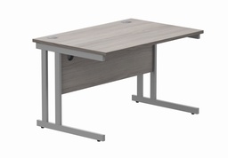 [CORE1280DUGOAKSV] Office Rectangular Desk With Steel Double Upright Cantilever Frame (Fsc) | 1200X800 | Alaskan Grey Oak/Silver