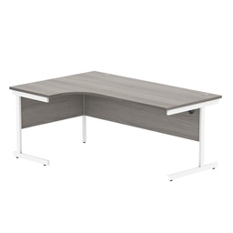 [CORE1812LHSUGOAKWH] Office Left Hand Corner Desk With Steel Single Upright Cantilever Frame (Fsc) | 1800X1200 | Alaskan Grey Oak/White