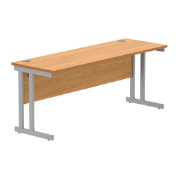 [CORE1860DUBCHSV] Office Rectangular Desk With Steel Double Upright Cantilever Frame (Fsc) | 1800X600 | Norwegian Beech/Silver