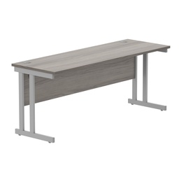 [CORE1860DUGOAKSV] Office Rectangular Desk With Steel Double Upright Cantilever Frame (Fsc) | 1800X600 | Alaskan Grey Oak/Silver